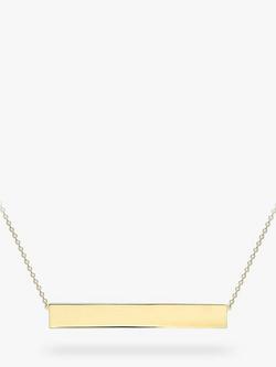 IBB Personalised 9ct Gold Horizontal Bar Pendant Necklace, Gold