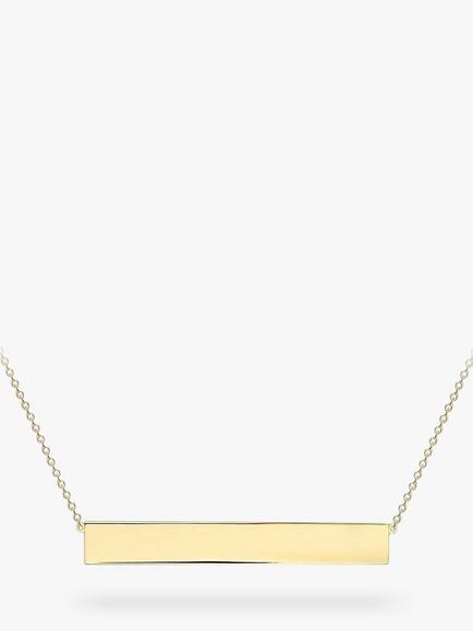 IBB Personalised 9ct Gold Horizontal Bar Pendant Necklace, Gold