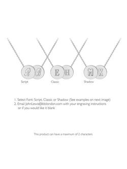 IBB Personalised 9ct Gold Double Disc Initial Pendant Necklace - view 2, White Gold