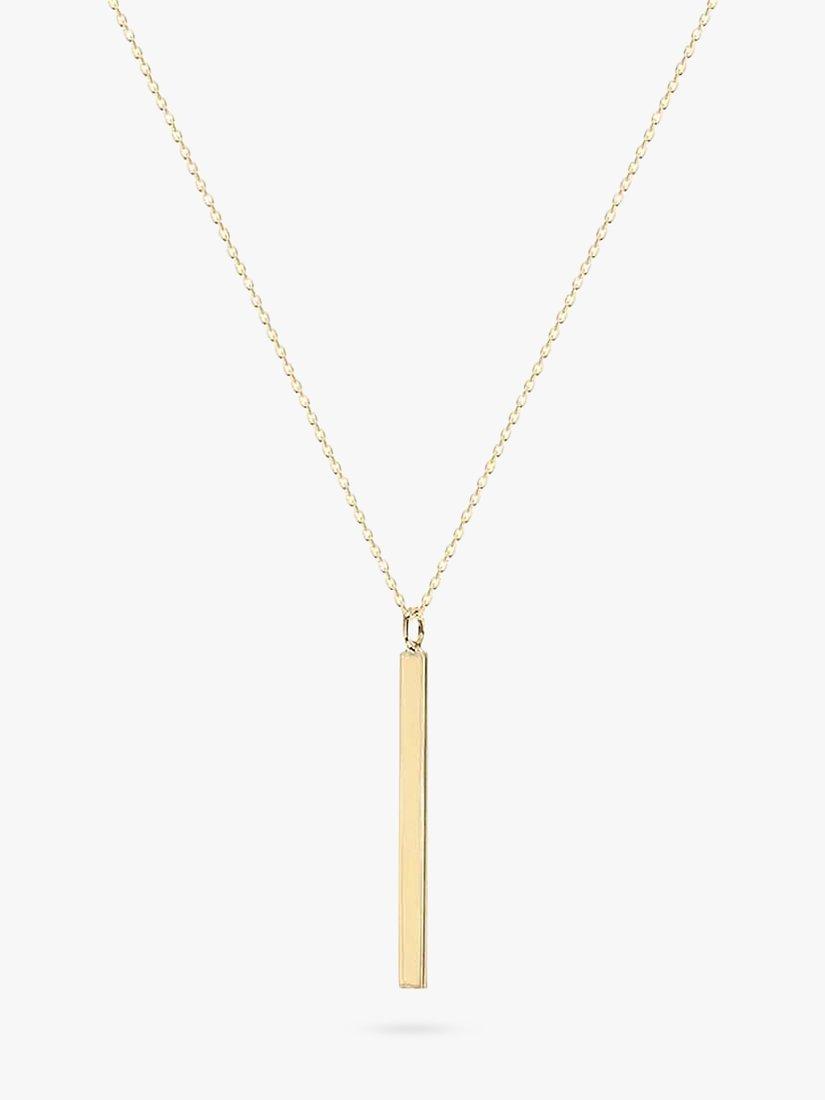 IBB Personalised Long Vertical Bar Pendant Necklace, Gold