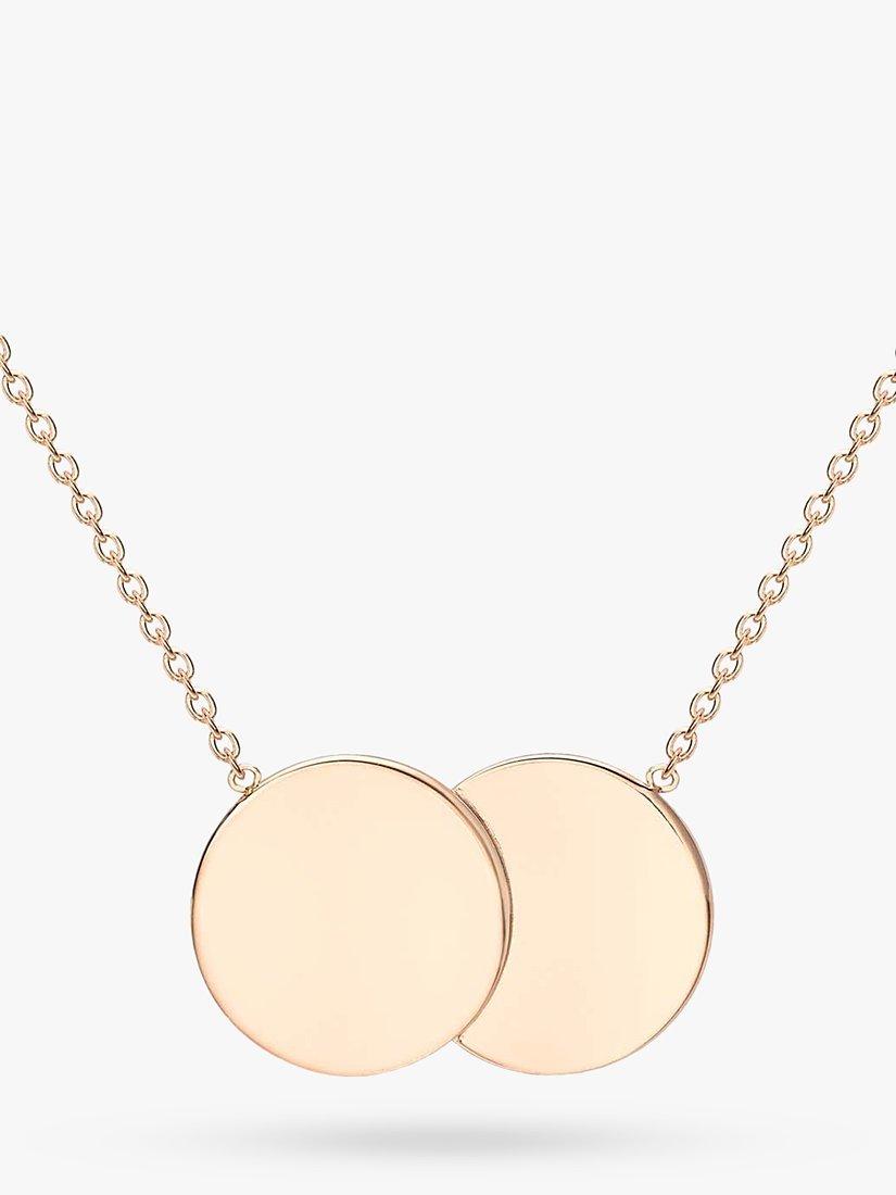 Product image 1 of 5, which shows IBB Personalised 9ct Gold Double Disc Initial Pendant Necklace, Rose Gold