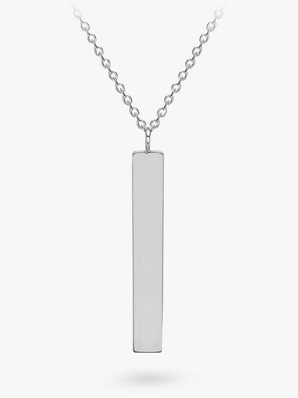 IBB Personalised 9ct White Gold Vertical Bar Pendant Necklace, White Gold