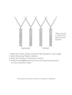 IBB Personalised 9ct White Gold Vertical Bar Pendant Necklace - view 2, White Gold