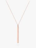 IBB Personalised Long Vertical Bar Pendant Necklace, Rose Gold