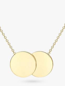IBB Personalised 9ct Gold Double Disc Initial Pendant Necklace, Gold