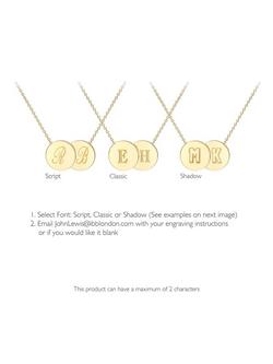 IBB Personalised 9ct Gold Double Disc Initial Pendant Necklace - view 2, Gold