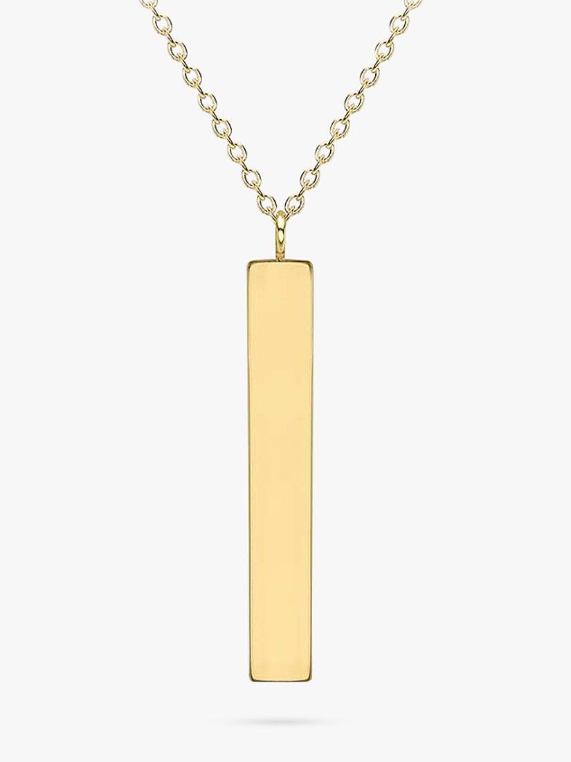 Product image 1 of 5, which shows IBB Personalised 9ct Gold Vertical Bar Pendant Necklace