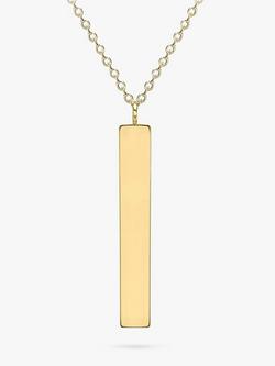 IBB Personalised 9ct Gold Vertical Bar Pendant Necklace, Gold