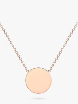 IBB Personalised 9ct Rose Gold Single Disc Pendant Necklace, Rose Gold