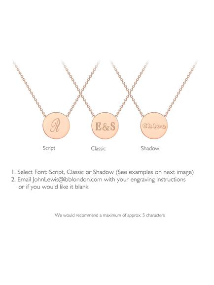 IBB Personalised 9ct Rose Gold Single Disc Pendant Necklace - view 2, Rose Gold