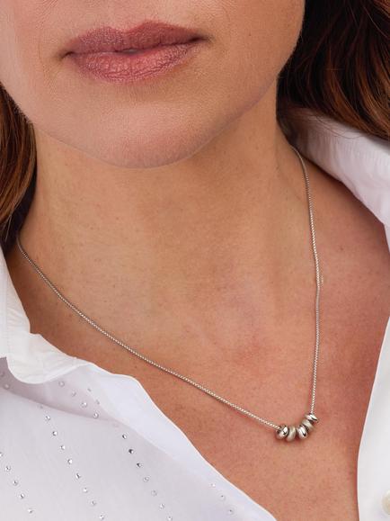 Kit Heath Polished and Brushed Bead Cluster Chain Necklace, Silver - view 2, Silver
