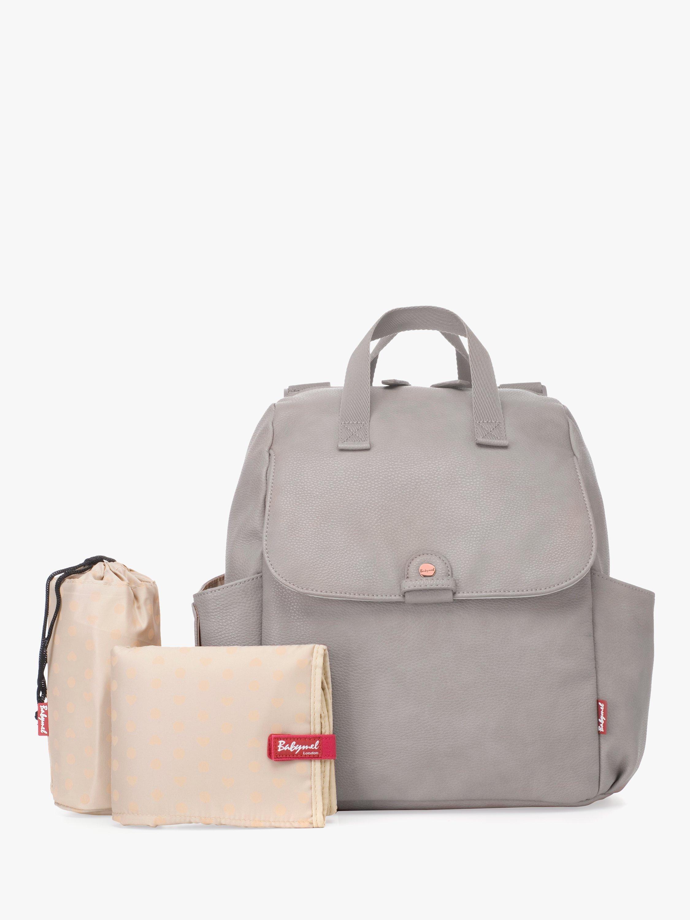 Babymel Robyn Convertible Vegan Leather Backpack Changing Bag Grey