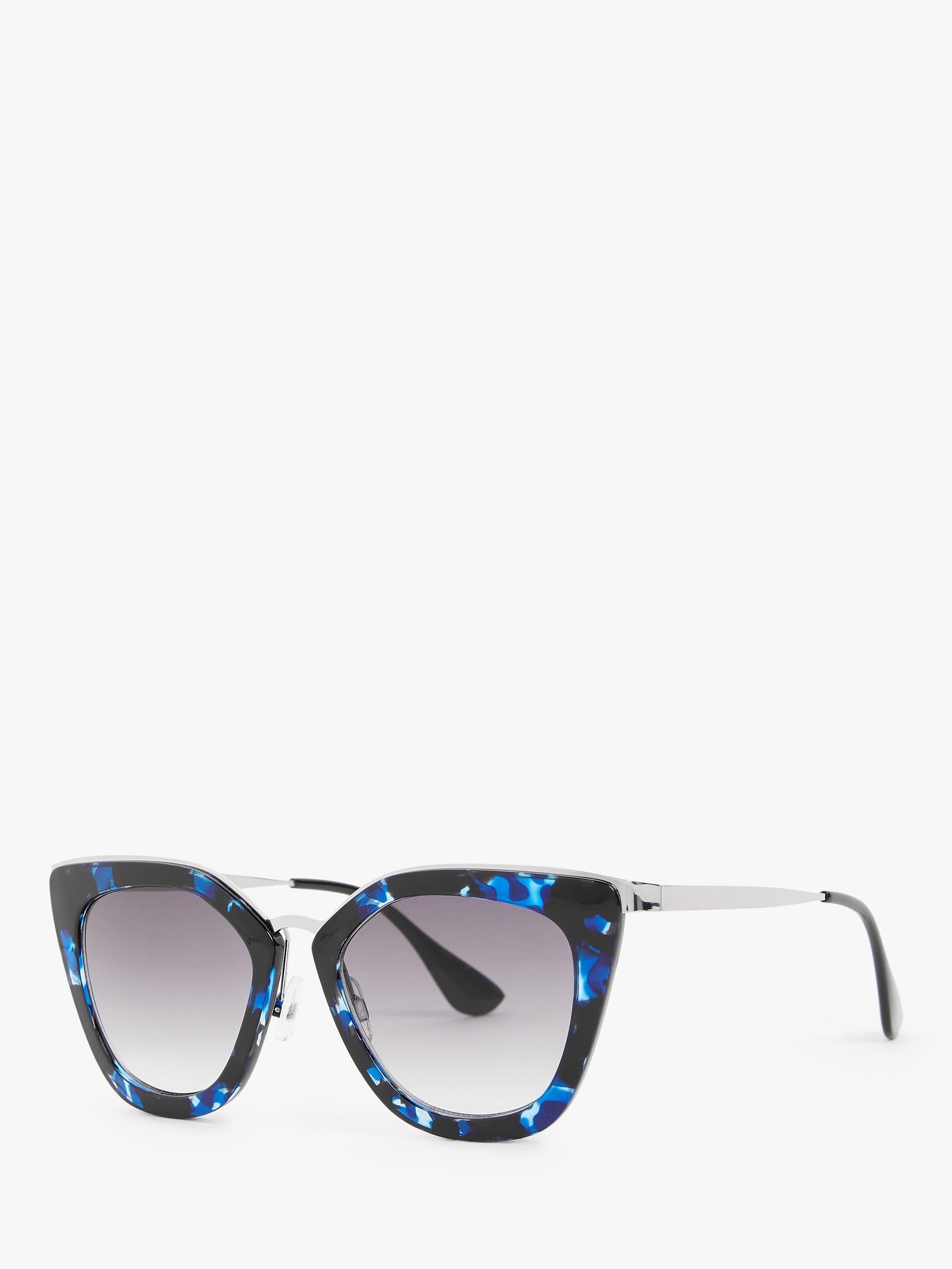 John Lewis & Partners Women's Metal Detail Cat's Eye Sunglasses, Navy Tortoise/Grey Gradient