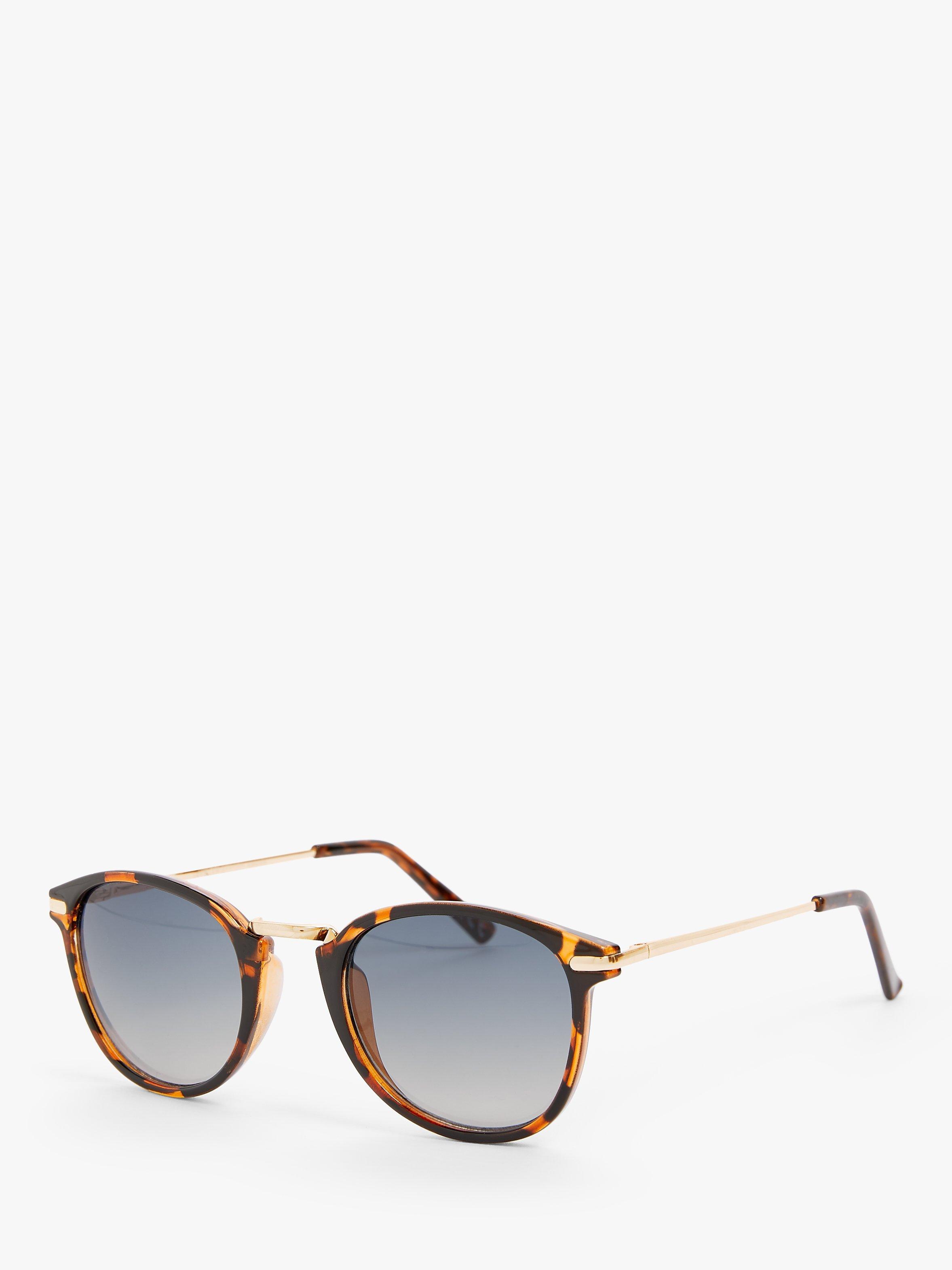 John Lewis Unisex Preppy Round Sunglasses, Tortoise/Blue Gradient