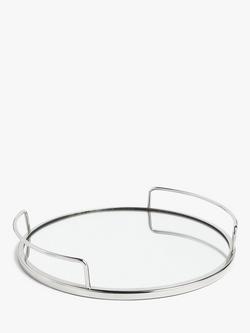 John Lewis Stainless Steel Round Mirror Tray, 35cm, Silver, Silver