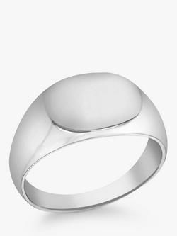 IBB Personalised Unisex Oval Signet Ring, Silver, Silver