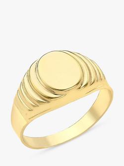 IBB Personalised 9ct Gold Unisex Oval Signet Ring, Gold, Gold