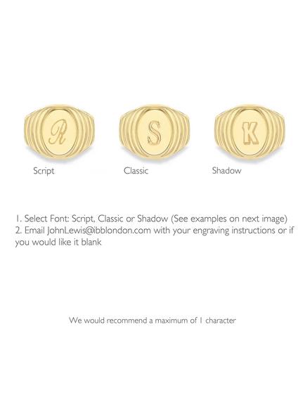 IBB Personalised 9ct Gold Unisex Oval Signet Ring, Gold - view 2, Gold