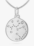 IBB Personalised Sagittarius Star Sign Disc Pendant Necklace, Silver