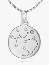 IBB Personalised Star Sign Disc Pendant Necklace, Silver