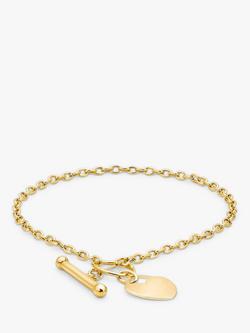 IBB Personalised 9ct Gold Heart Charm T Bar Chain Bracelet, Gold, Gold