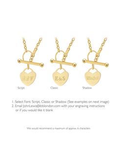 IBB Personalised 9ct Gold Heart Charm T Bar Chain Bracelet, Gold - view 2, Gold