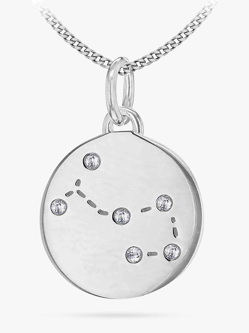Product image 1 of 5, which shows IBB Personalised Scorpio Star Sign Disc Pendant Necklace, Silver