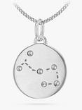 IBB Personalised Scorpio Star Sign Disc Pendant Necklace, Silver