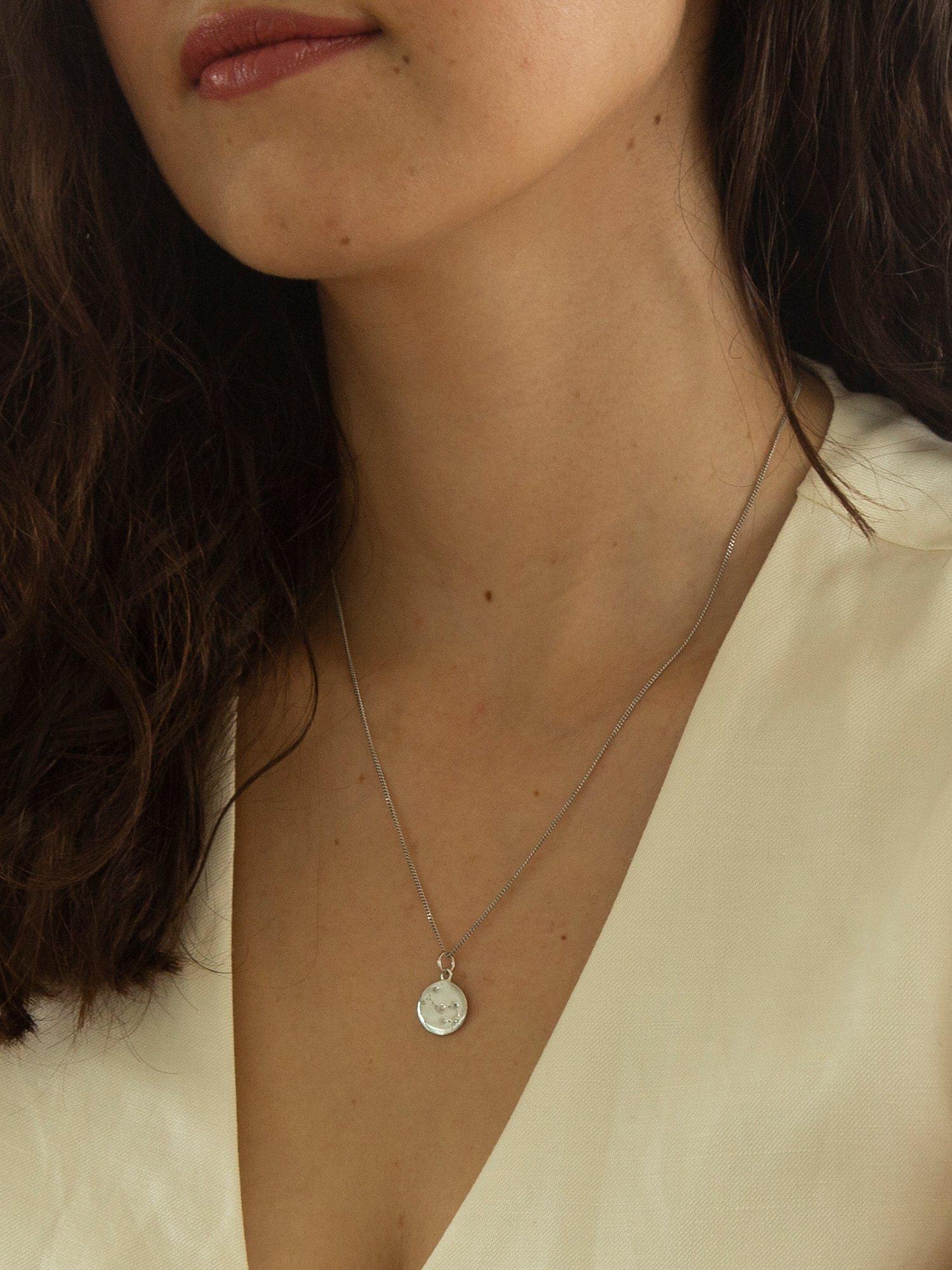 Product image 4 of 5, which shows IBB Personalised Scorpio Star Sign Disc Pendant Necklace, Silver