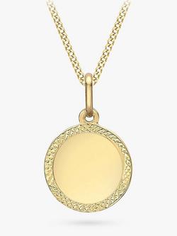 IBB Personalised 9ct Gold Disc Pendant Necklace, Gold, Gold