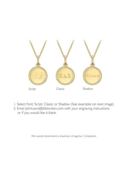 IBB Personalised 9ct Gold Disc Pendant Necklace, Gold - view 2, Gold