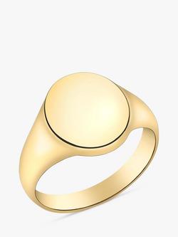 IBB Personalised 9ct Gold Unisex Single Oval Signet Ring, Gold, Gold