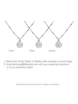 IBB Personalised Sterling Silver Disc Bar Chain Pendant Necklace, Silver - view 2, Silver