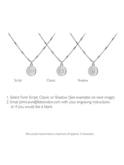 IBB Personalised Sterling Silver Disc Bar Chain Pendant Necklace, Silver - view 2, Silver