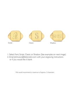 IBB Personalised 9ct Gold Unisex Square Signet Ring, Gold - view 2, Gold