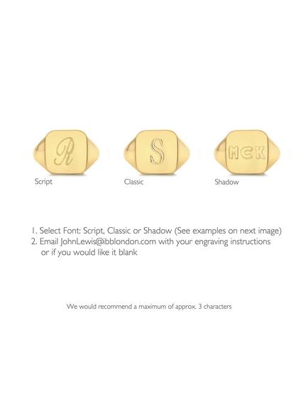 IBB Personalised 9ct Gold Unisex Square Signet Ring, Gold - view 2, Gold