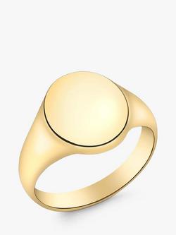 IBB Personalised 9ct Gold Unisex Single Oval Signet Ring, Gold, Gold