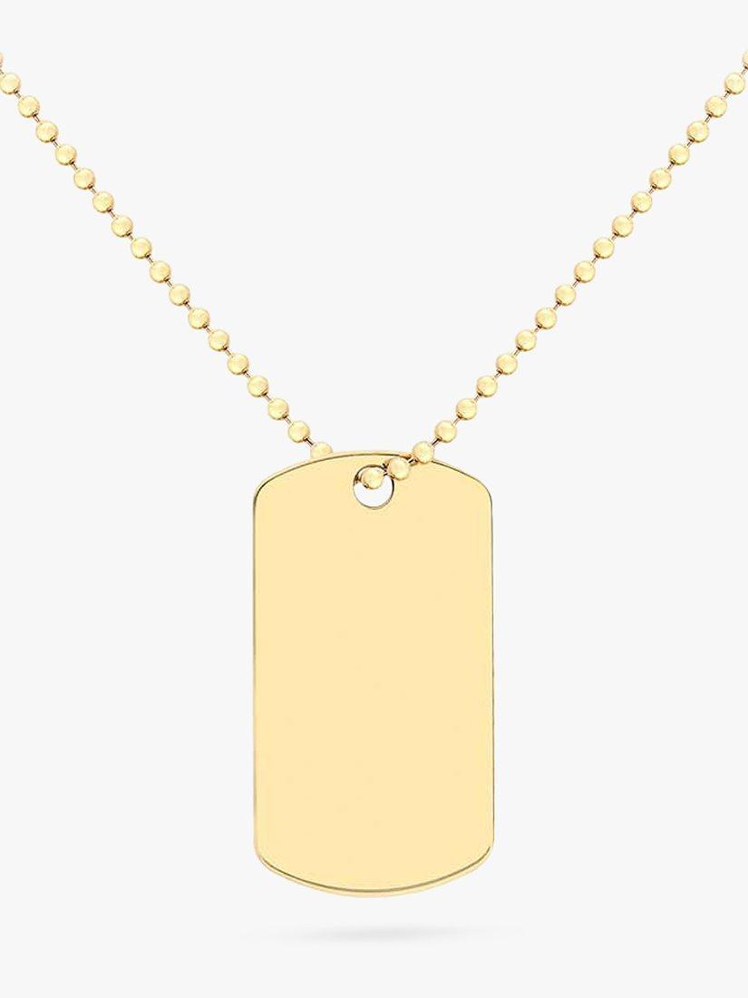 Product image 1 of 5, which shows IBB Personalised Dog Tag Pendant Chain Necklace, Gold