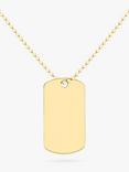 IBB Personalised Dog Tag Pendant Chain Necklace, Gold