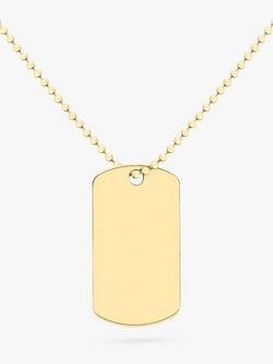 IBB Personalised Dog Tag Pendant Chain Necklace, Gold, Gold