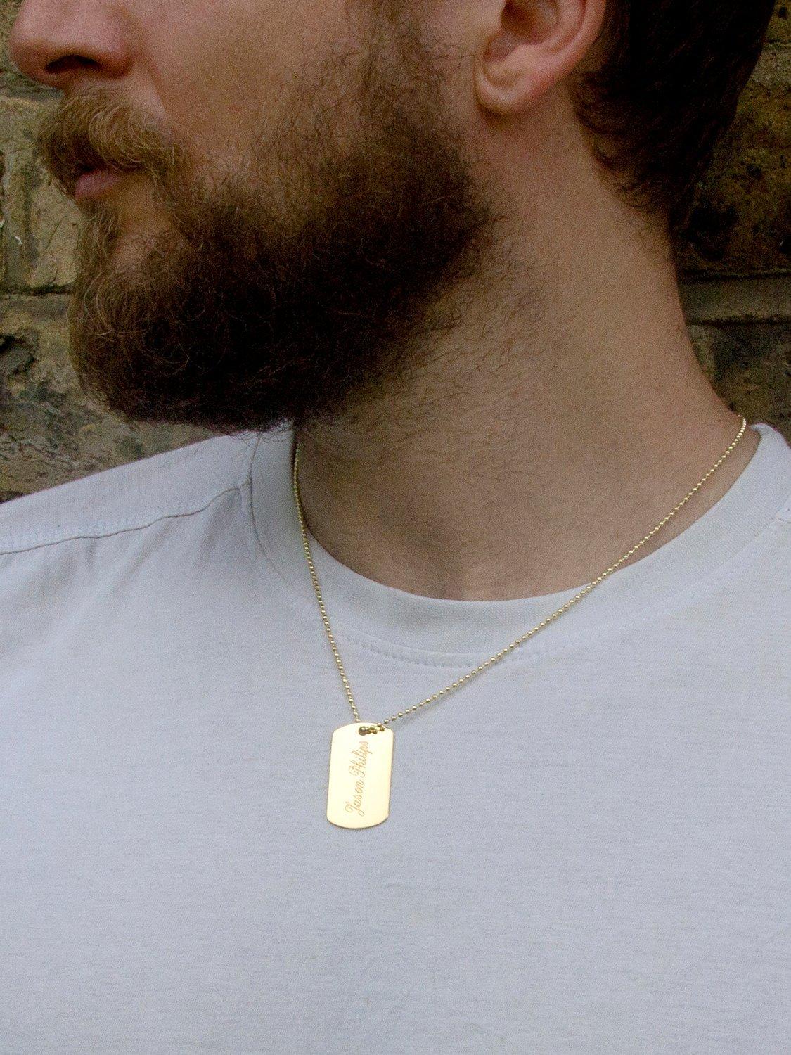 Product image 4 of 5, which shows IBB Personalised Dog Tag Pendant Chain Necklace, Gold
