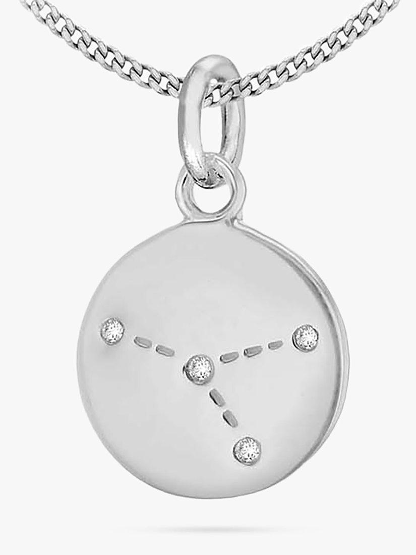 Product image 1 of 5, which shows IBB Personalised Cancer Star Sign Disc Pendant Necklace, Silver