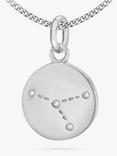 IBB Personalised Cancer Star Sign Disc Pendant Necklace, Silver