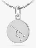 IBB Personalised Taurus Star Sign Disc Pendant Necklace, Silver