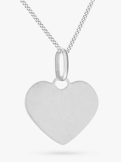 IBB Personalised Sterling Silver Heart Pendant Necklace, Silver, Silver