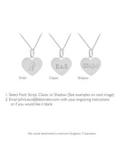 IBB Personalised Sterling Silver Heart Pendant Necklace, Silver - view 2, Silver
