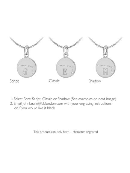 IBB Personalised Star Sign Disc Pendant Necklace, Silver - view 2, Aries