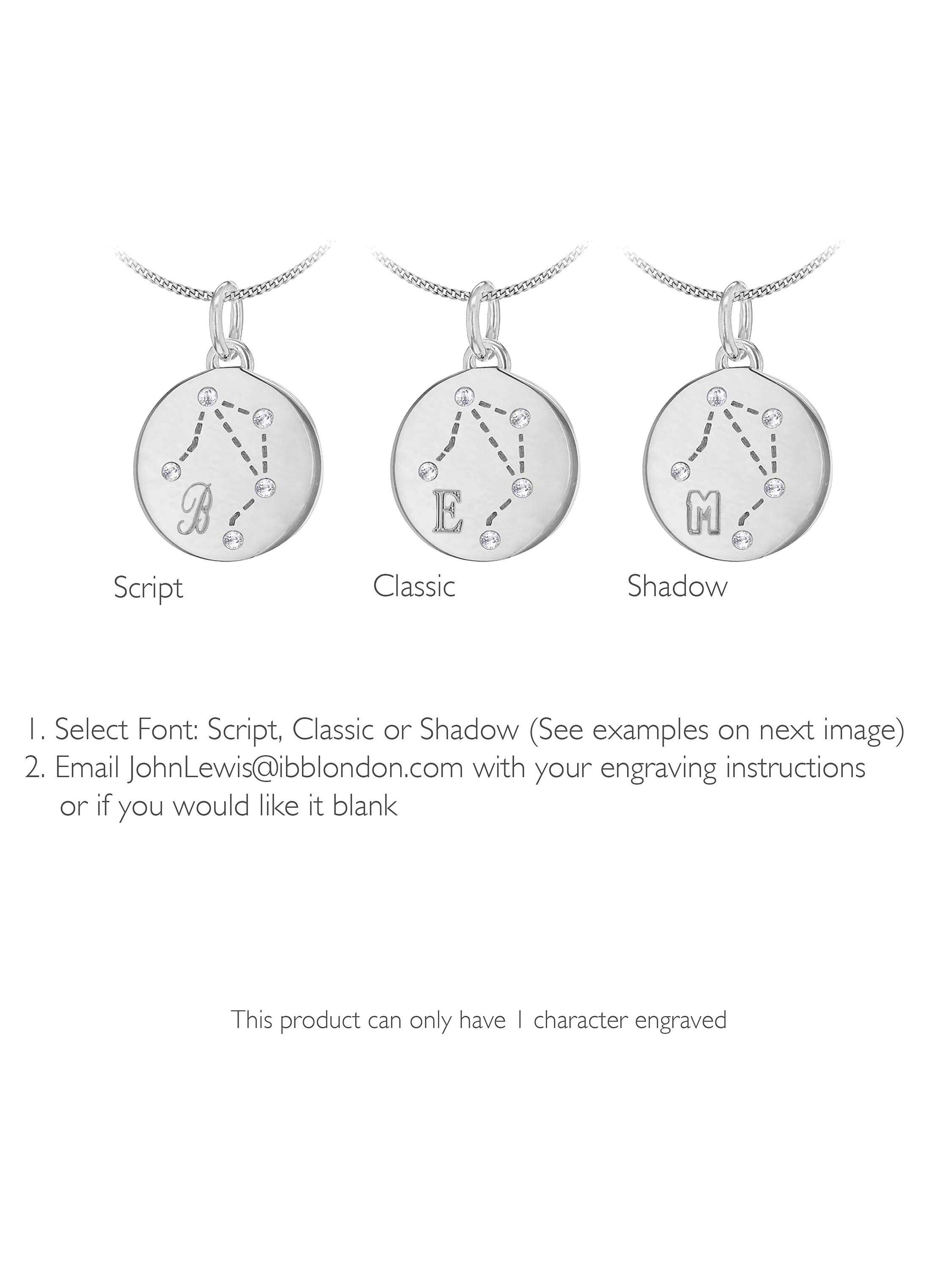 IBB Personalised Libra Star Sign Disc Pendant Necklace Silver