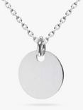 IBB Personalised Small Sterling Silver Disc Pendant Necklace, Silver