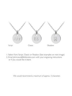 IBB Personalised Small Sterling Silver Disc Pendant Necklace, Silver - view 2, Silver